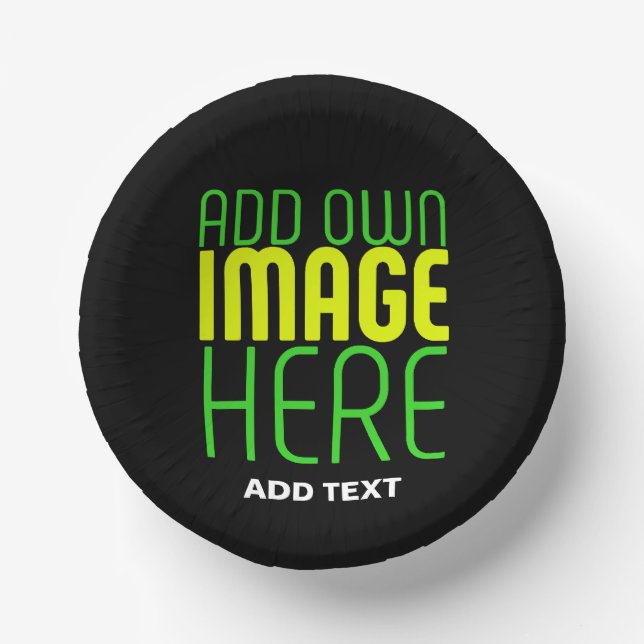 MODERN EDITABLE SIMPLE BLACK IMAGE TEXT TEMPLATE PAPER PLATE (Front)
