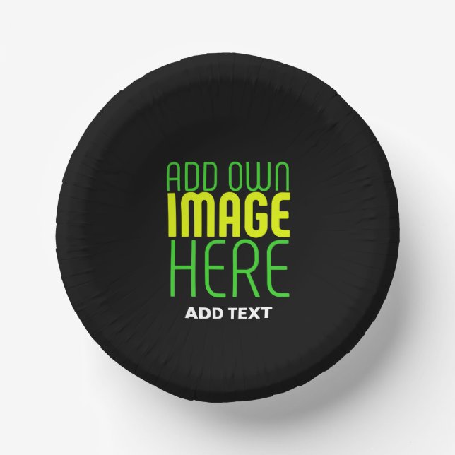 MODERN EDITABLE SIMPLE BLACK IMAGE TEXT TEMPLATE PAPER PLATE (Front)