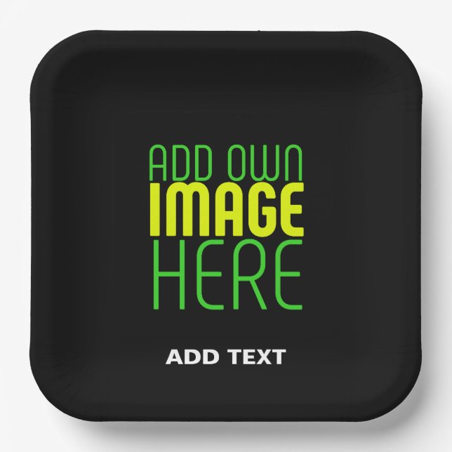 MODERN EDITABLE SIMPLE BLACK IMAGE TEXT TEMPLATE PAPER PLATE (Front)