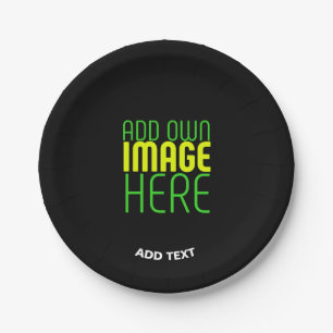 MODERN EDITABLE SIMPLE BLACK IMAGE TEXT TEMPLATE PAPER PLATE