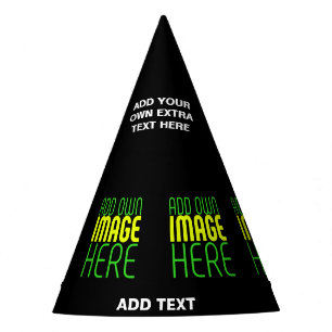MODERN EDITABLE SIMPLE BLACK IMAGE TEXT TEMPLATE PARTY HAT