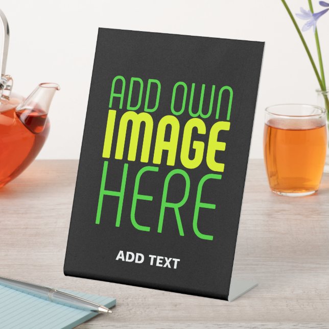 MODERN EDITABLE SIMPLE BLACK IMAGE TEXT TEMPLATE PEDESTAL SIGN (In SItu)