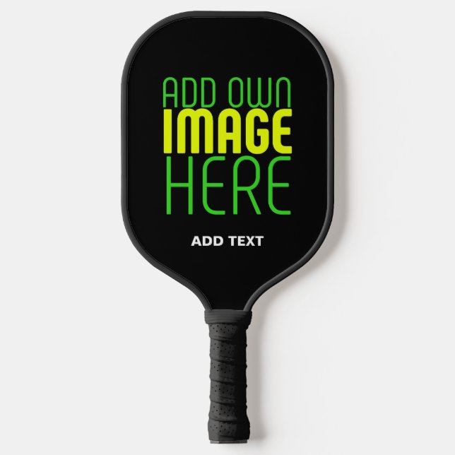 MODERN EDITABLE SIMPLE BLACK IMAGE TEXT TEMPLATE PICKLEBALL PADDLE (Front)