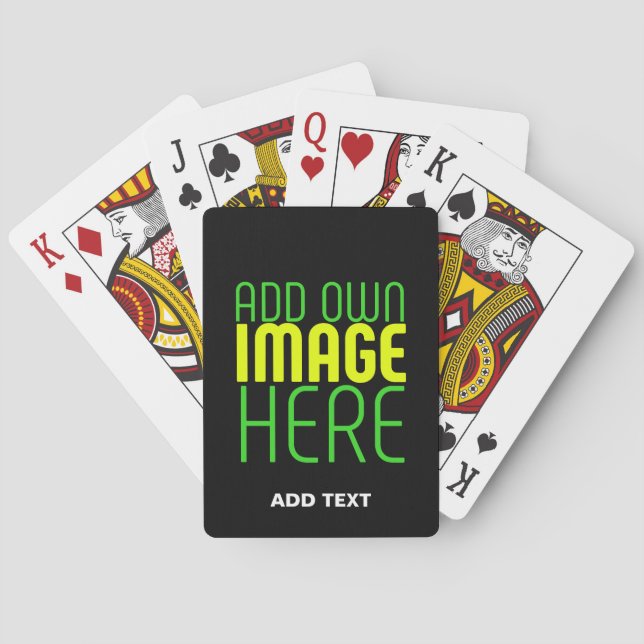 MODERN EDITABLE SIMPLE BLACK IMAGE TEXT TEMPLATE PLAYING CARDS (Back)