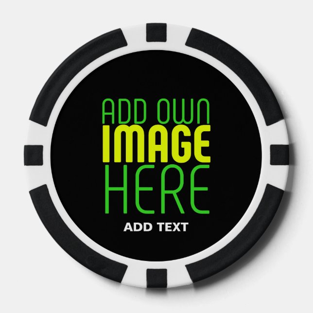 MODERN EDITABLE SIMPLE BLACK IMAGE TEXT TEMPLATE POKER CHIPS (Front)