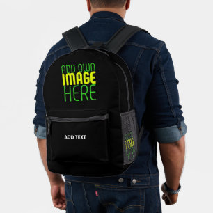 MODERN EDITABLE SIMPLE BLACK IMAGE TEXT TEMPLATE PRINTED BACKPACK