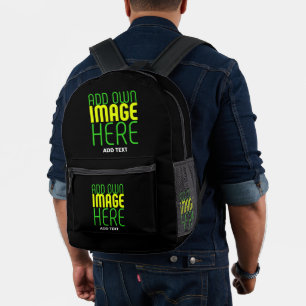 MODERN EDITABLE SIMPLE BLACK IMAGE TEXT TEMPLATE PRINTED BACKPACK