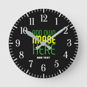 MODERN EDITABLE SIMPLE BLACK IMAGE TEXT TEMPLATE ROUND CLOCK
