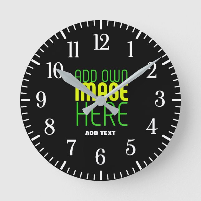 MODERN EDITABLE SIMPLE BLACK IMAGE TEXT TEMPLATE ROUND CLOCK (Front)