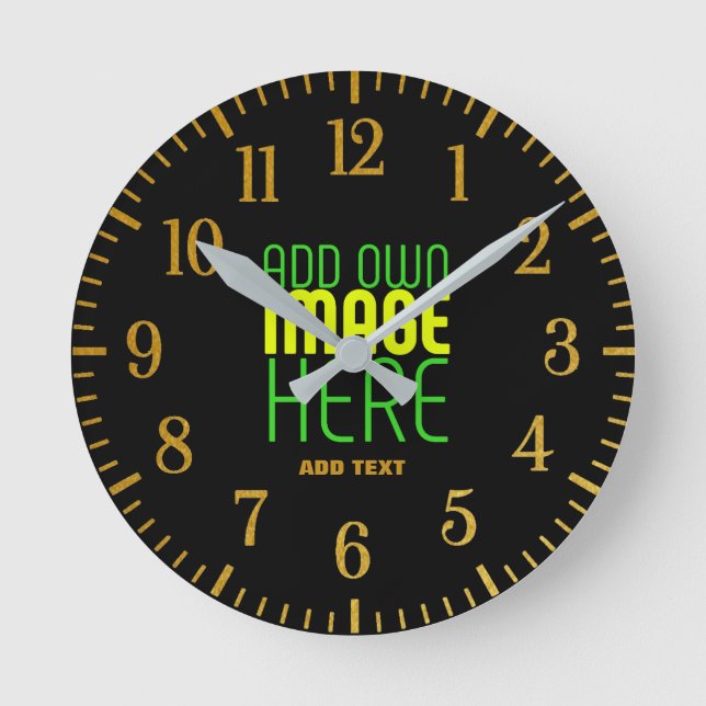 MODERN EDITABLE SIMPLE BLACK IMAGE TEXT TEMPLATE ROUND CLOCK (Front)