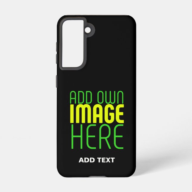 MODERN EDITABLE SIMPLE BLACK IMAGE TEXT TEMPLATE SAMSUNG GALAXY S21 CASE (Back)