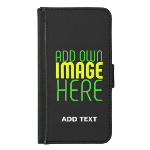 MODERN EDITABLE SIMPLE BLACK IMAGE TEXT TEMPLATE SAMSUNG GALAXY S5 WALLET CASE