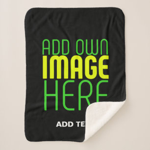 MODERN EDITABLE SIMPLE BLACK IMAGE TEXT TEMPLATE SHERPA BLANKET