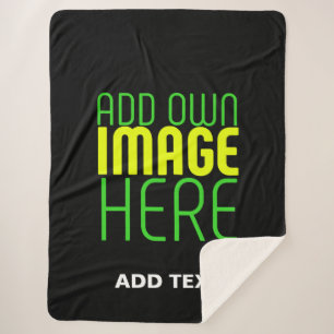MODERN EDITABLE SIMPLE BLACK IMAGE TEXT TEMPLATE SHERPA BLANKET