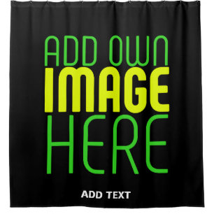 MODERN EDITABLE SIMPLE BLACK IMAGE TEXT TEMPLATE SHOWER CURTAIN