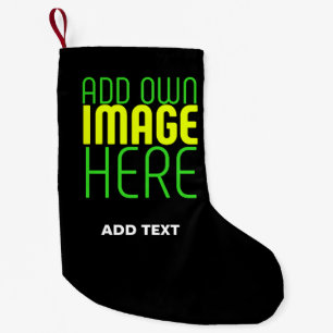 MODERN EDITABLE SIMPLE BLACK IMAGE TEXT TEMPLATE SMALL CHRISTMAS STOCKING