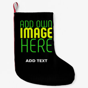MODERN EDITABLE SIMPLE BLACK IMAGE TEXT TEMPLATE SMALL CHRISTMAS STOCKING