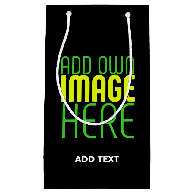 MODERN EDITABLE SIMPLE BLACK IMAGE TEXT TEMPLATE SMALL GIFT BAG (Front)