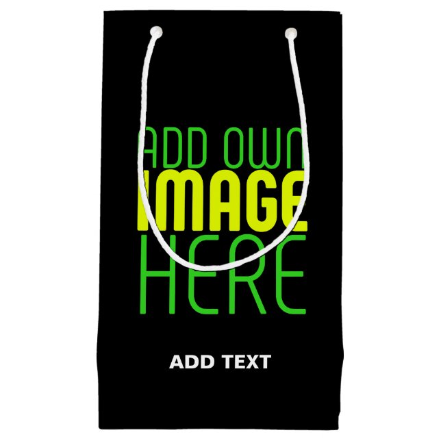 MODERN EDITABLE SIMPLE BLACK IMAGE TEXT TEMPLATE SMALL GIFT BAG (Front)