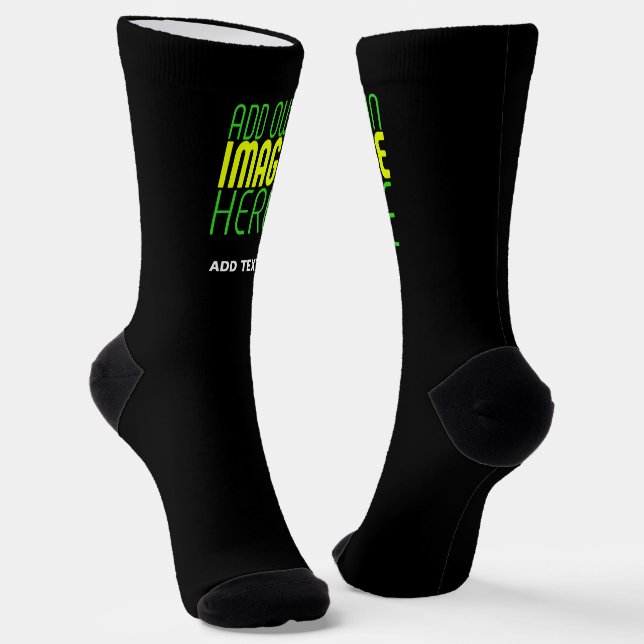 MODERN EDITABLE SIMPLE BLACK IMAGE TEXT TEMPLATE SOCKS (Angled)