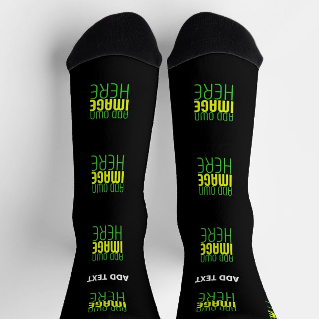 MODERN EDITABLE SIMPLE BLACK IMAGE TEXT TEMPLATE SOCKS (Top)