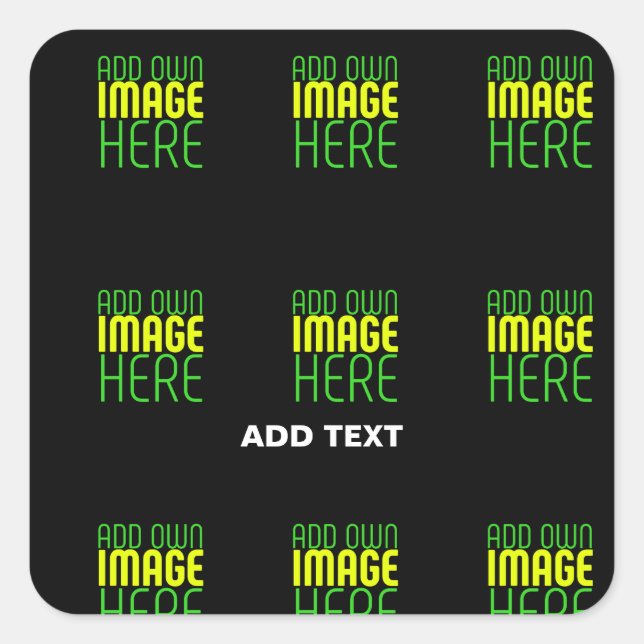 MODERN EDITABLE SIMPLE BLACK IMAGE TEXT TEMPLATE SQUARE STICKER (Front)