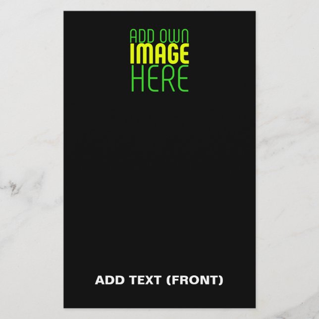 MODERN EDITABLE SIMPLE BLACK IMAGE TEXT TEMPLATE STATIONERY (Front)
