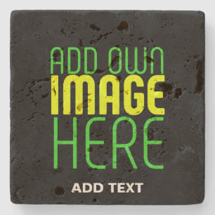 MODERN EDITABLE SIMPLE BLACK IMAGE TEXT TEMPLATE STONE COASTER