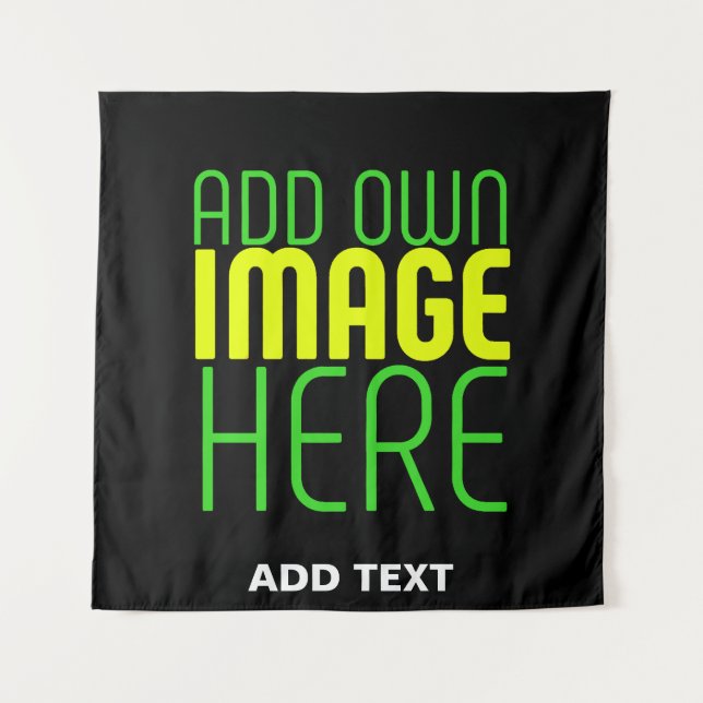 MODERN EDITABLE SIMPLE BLACK IMAGE TEXT TEMPLATE TAPESTRY (Front)
