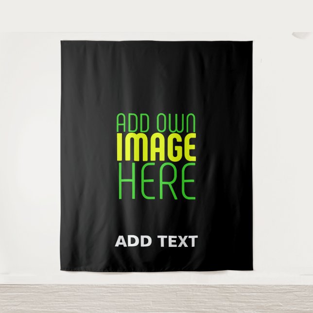 MODERN EDITABLE SIMPLE BLACK IMAGE TEXT TEMPLATE TAPESTRY (Front)