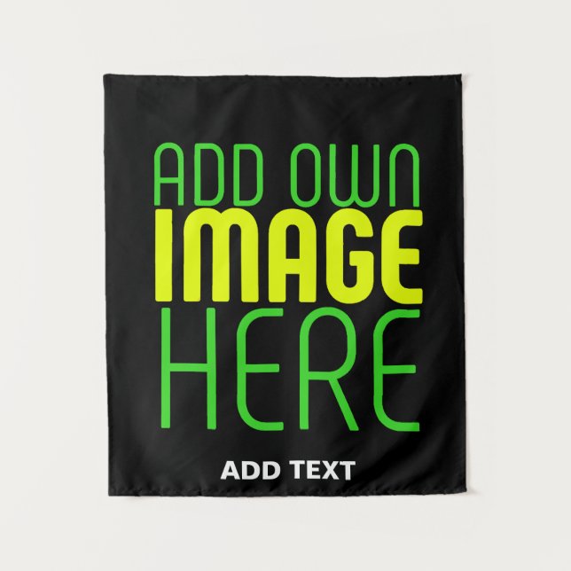 MODERN EDITABLE SIMPLE BLACK IMAGE TEXT TEMPLATE TAPESTRY (Front)