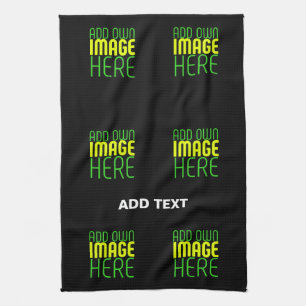 MODERN EDITABLE SIMPLE BLACK IMAGE TEXT TEMPLATE TEA TOWEL