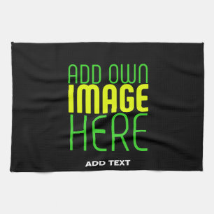 MODERN EDITABLE SIMPLE BLACK IMAGE TEXT TEMPLATE TEA TOWEL