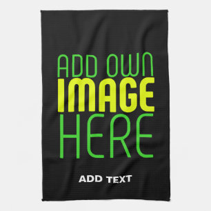 MODERN EDITABLE SIMPLE BLACK IMAGE TEXT TEMPLATE TEA TOWEL