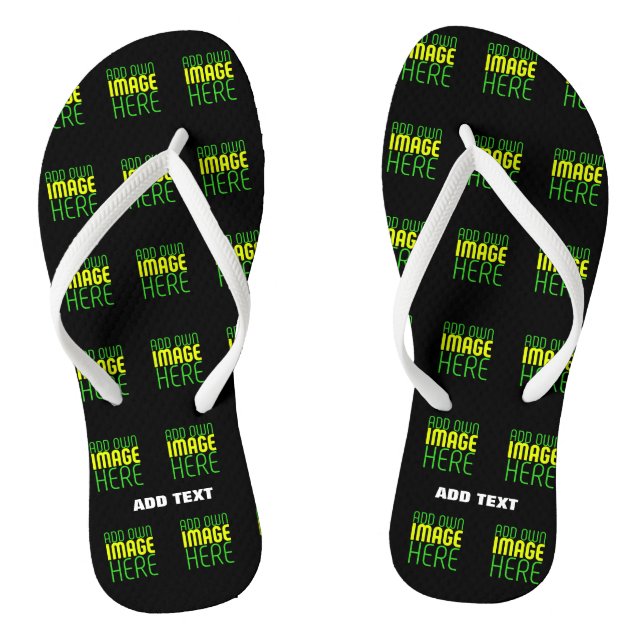 MODERN EDITABLE SIMPLE BLACK IMAGE TEXT TEMPLATE THONGS (Footbed)