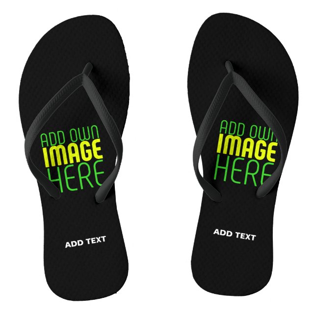 MODERN EDITABLE SIMPLE BLACK IMAGE TEXT TEMPLATE THONGS (Footbed)