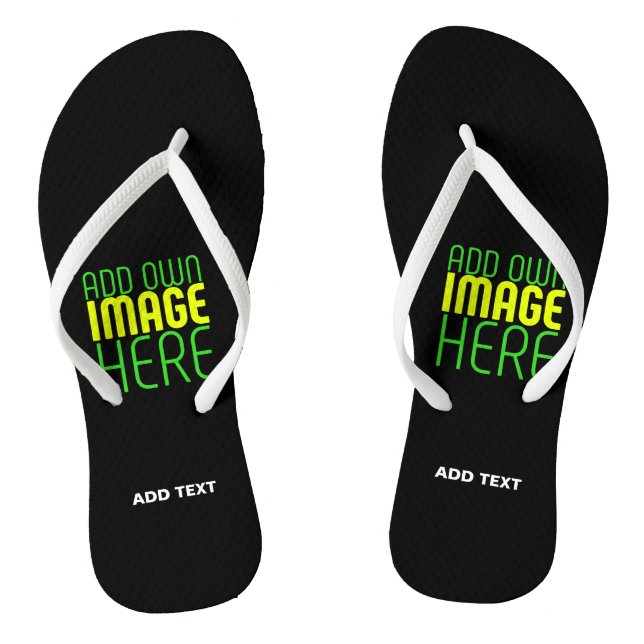 MODERN EDITABLE SIMPLE BLACK IMAGE TEXT TEMPLATE THONGS (Footbed)