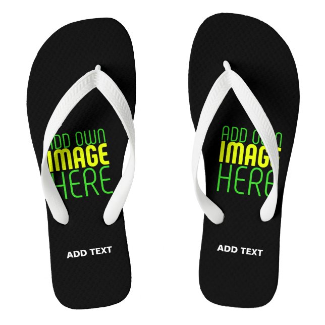 MODERN EDITABLE SIMPLE BLACK IMAGE TEXT TEMPLATE THONGS (Footbed)