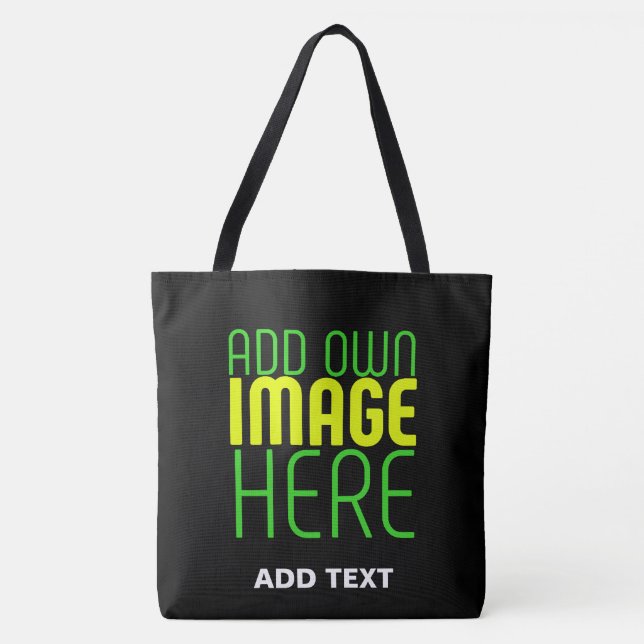 MODERN EDITABLE SIMPLE BLACK IMAGE TEXT TEMPLATE TOTE BAG (Front)