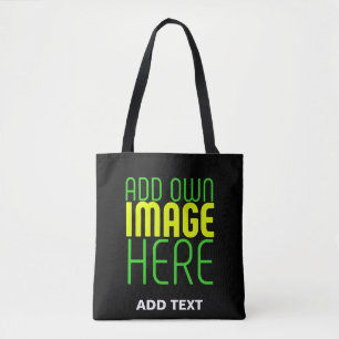 MODERN EDITABLE SIMPLE BLACK IMAGE TEXT TEMPLATE TOTE BAG
