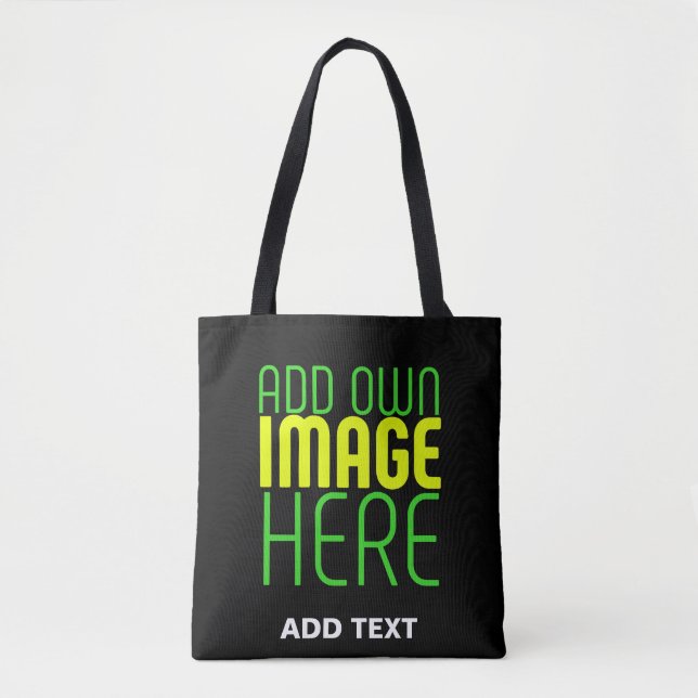 MODERN EDITABLE SIMPLE BLACK IMAGE TEXT TEMPLATE TOTE BAG (Front)