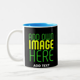 MODERN EDITABLE SIMPLE BLACK IMAGE TEXT TEMPLATE Two-Tone COFFEE MUG