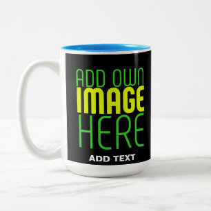 MODERN EDITABLE SIMPLE BLACK IMAGE TEXT TEMPLATE Two-Tone COFFEE MUG