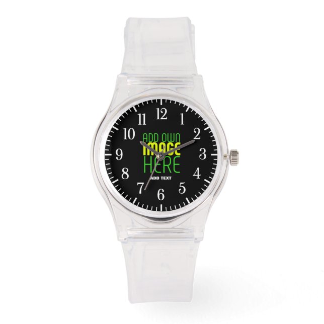 MODERN EDITABLE SIMPLE BLACK IMAGE TEXT TEMPLATE WATCH (Front)