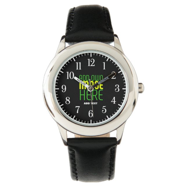 MODERN EDITABLE SIMPLE BLACK IMAGE TEXT TEMPLATE WATCH (Front)