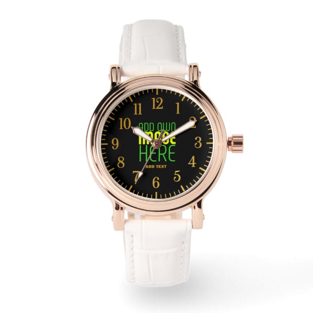 MODERN EDITABLE SIMPLE BLACK IMAGE TEXT TEMPLATE WATCH (Front)
