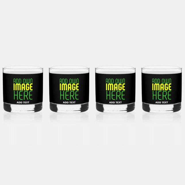 MODERN EDITABLE SIMPLE BLACK IMAGE TEXT TEMPLATE WHISKEY GLASS (Front)