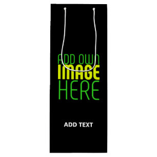 MODERN EDITABLE SIMPLE BLACK IMAGE TEXT TEMPLATE WINE GIFT BAG