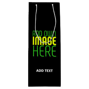 MODERN EDITABLE SIMPLE BLACK IMAGE TEXT TEMPLATE WINE GIFT BAG
