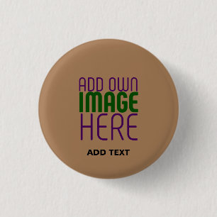 MODERN EDITABLE SIMPLE BROWN IMAGE TEXT TEMPLATE 3 CM ROUND BADGE